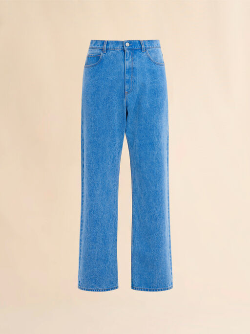 Blue organic denim wide-leg jeans - Pants