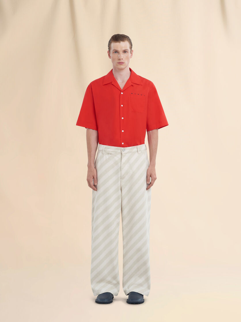 Pantalón de denim beige a rayas de cintura alta - Pantalones - Image 2