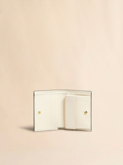 Light green, beige and white saffiano leather bi-fold wallet - Wallets