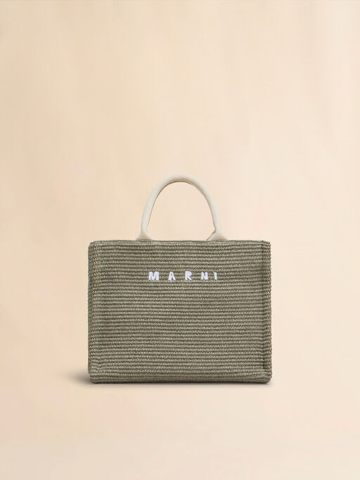그린 라피아 효과 스몰 토트 백 - 쇼핑백