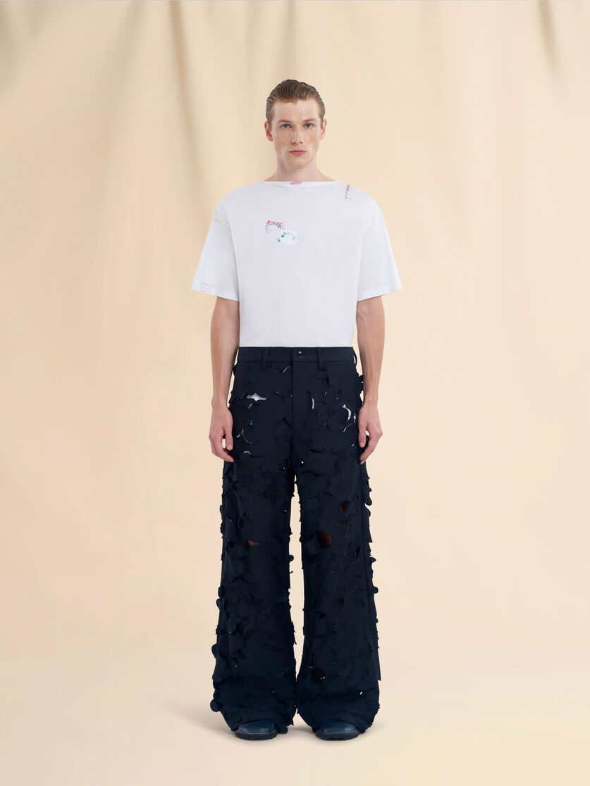 Black cotton cargo pants with cut-out detail - Pants - Image 2