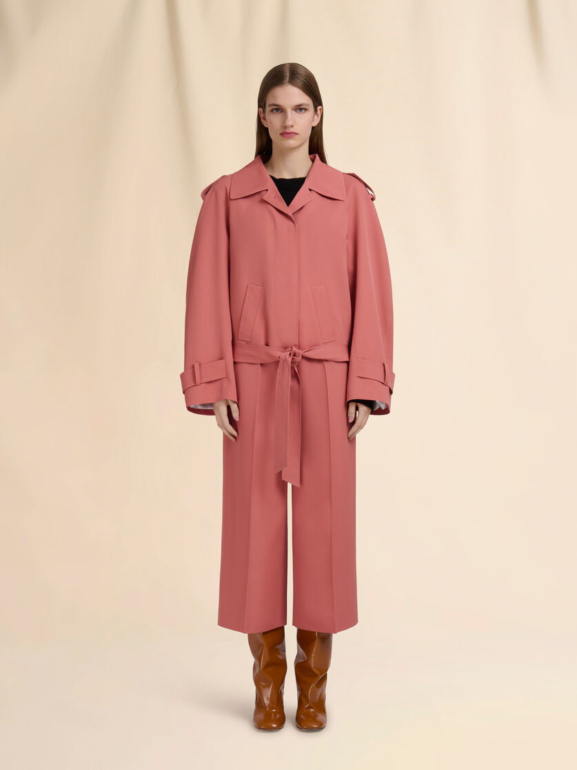 Trench-coat court en laine rose Fresco avec broderie Marni Symbol - Manteaux - Image 2