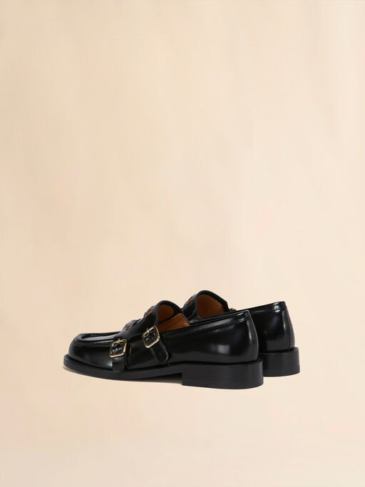 Black leather Bambi 3.0 loafer with double buckle - Mocassin