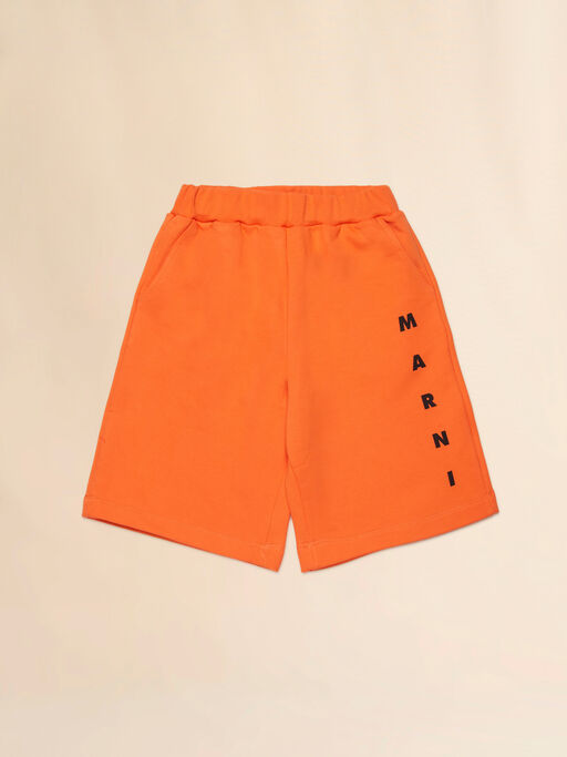 Orange cotton sweat shorts with Marni print - Pants