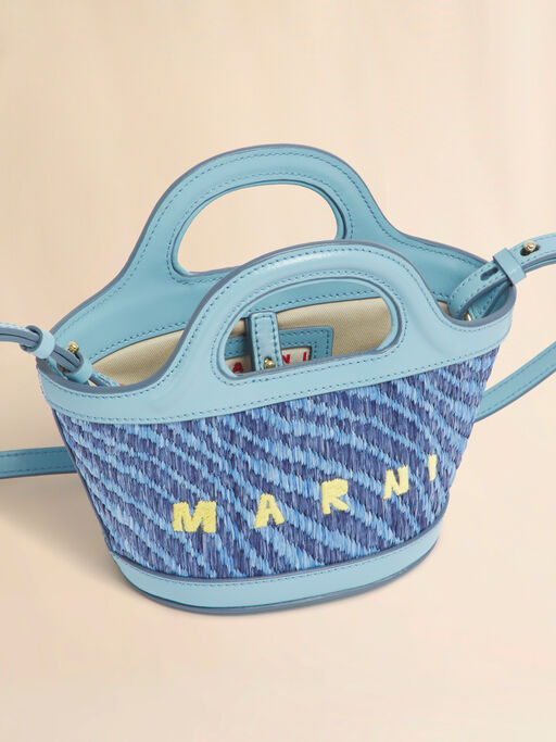 Blue wavy raffia-effect Tropicalia micro bag - Handbag
