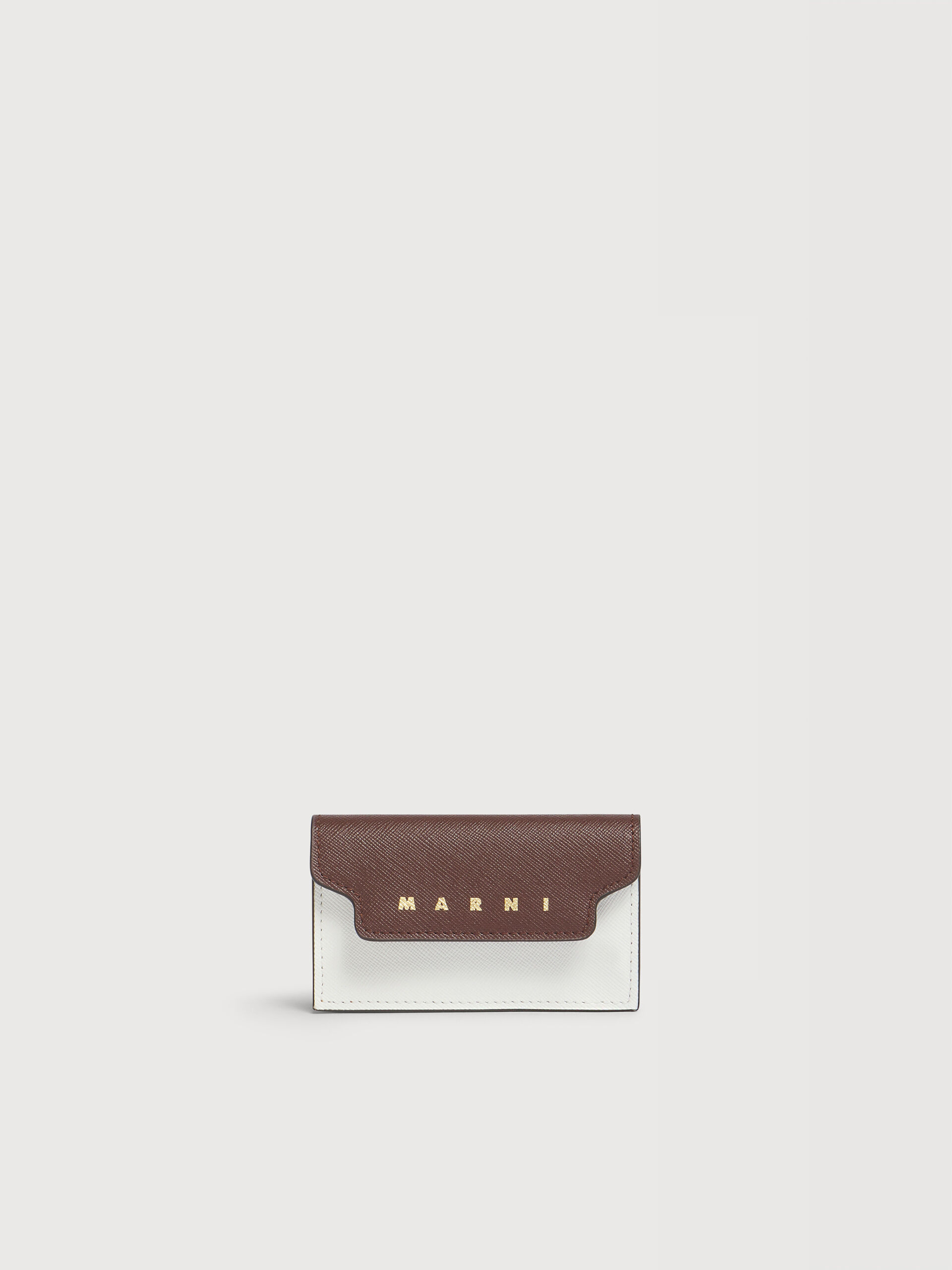 MARNI 名刺入れ ブラウン ホワイト マスタード レザー製名刺入れ | Marni