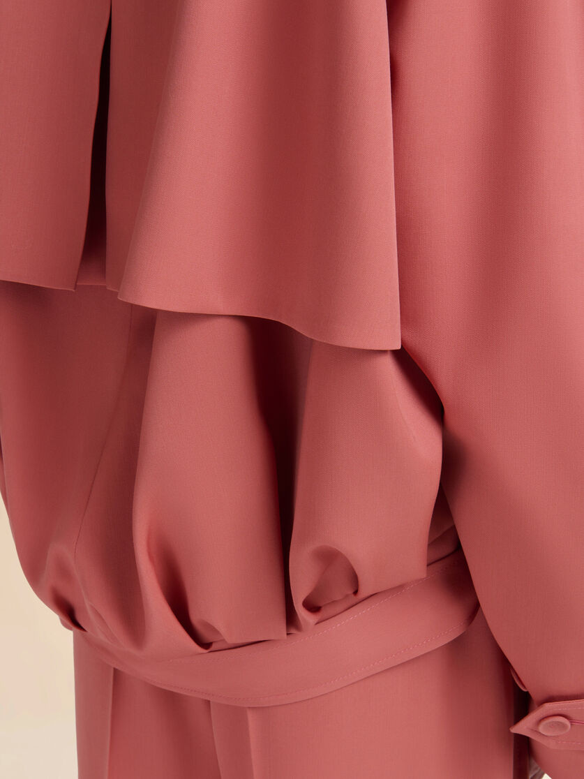 Pink wool short trench coat with Marni Symbol - Jackets - Image 5