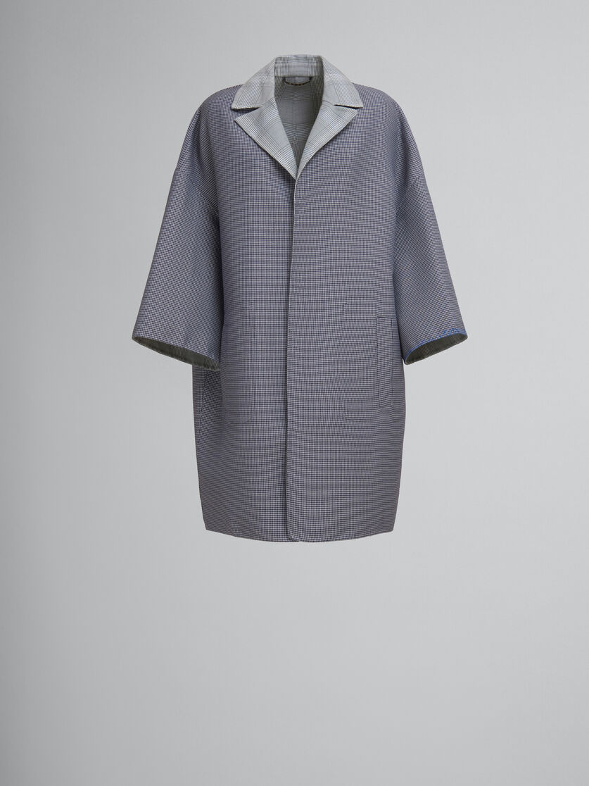 ブルー 千鳥格子チェック ウール製 リバーシブルコート | Marni 