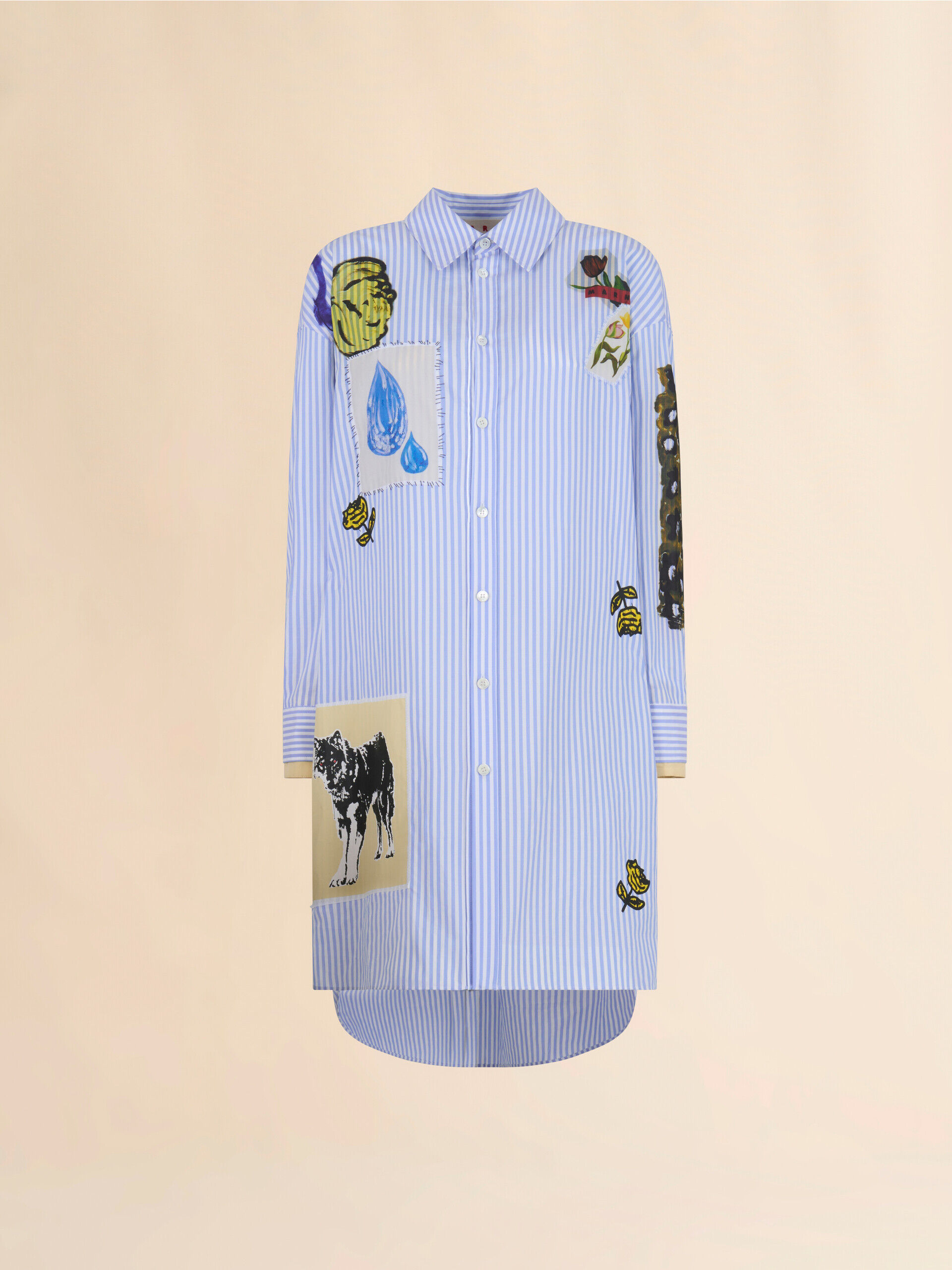 Light blue striped poplin shirt dress | Marni