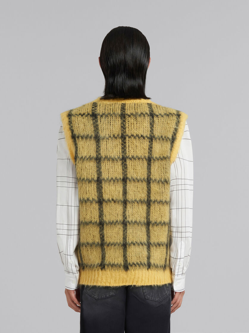 Yellow checked mohair sleeveless jumper - Pullovers - Image 3