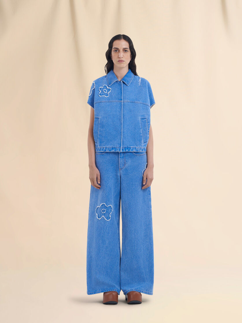 Light blue denim vest with patch details - Jackets - Image 2