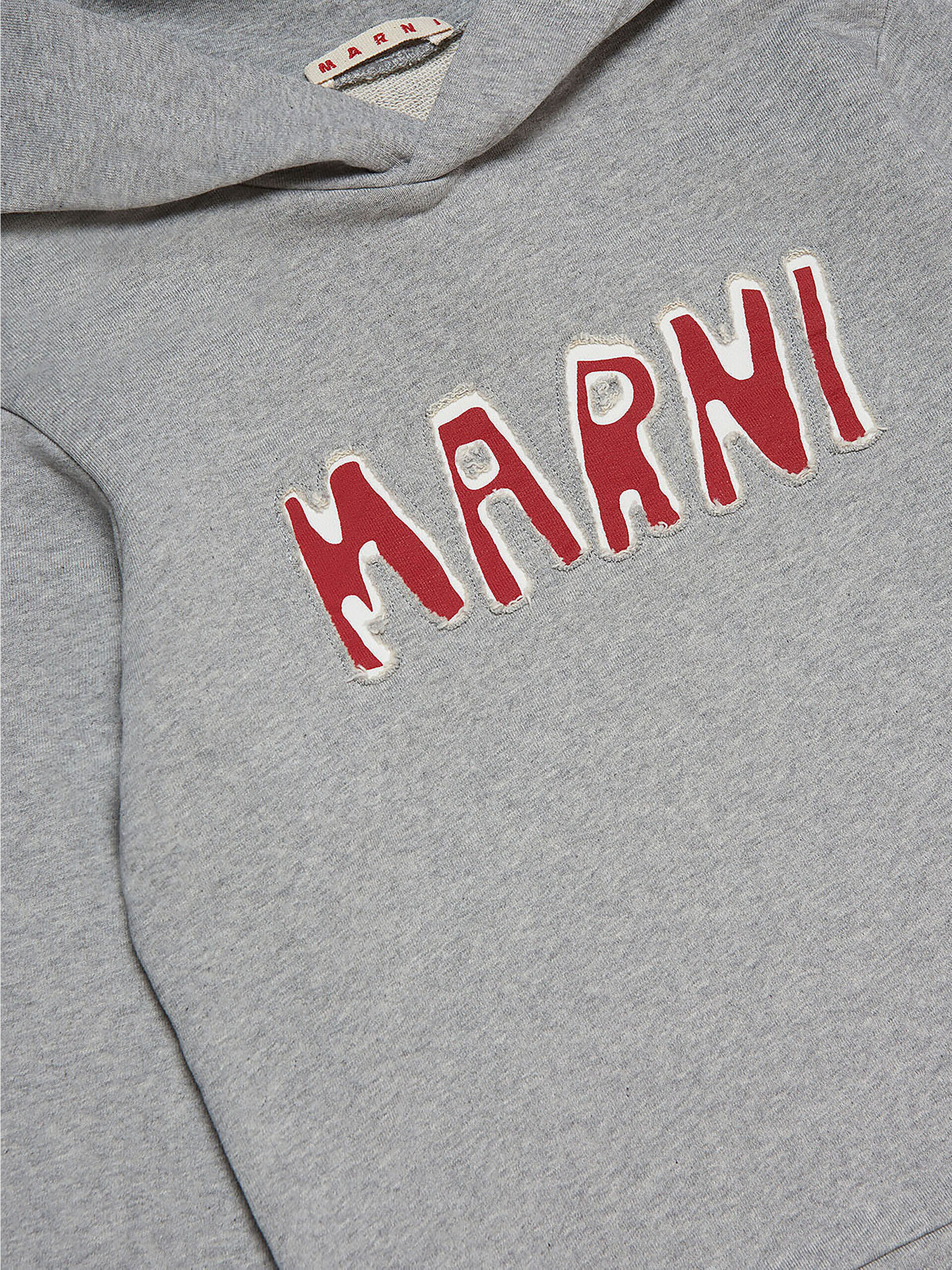 Grey cotton hooded sweatshirt with logo | Marni