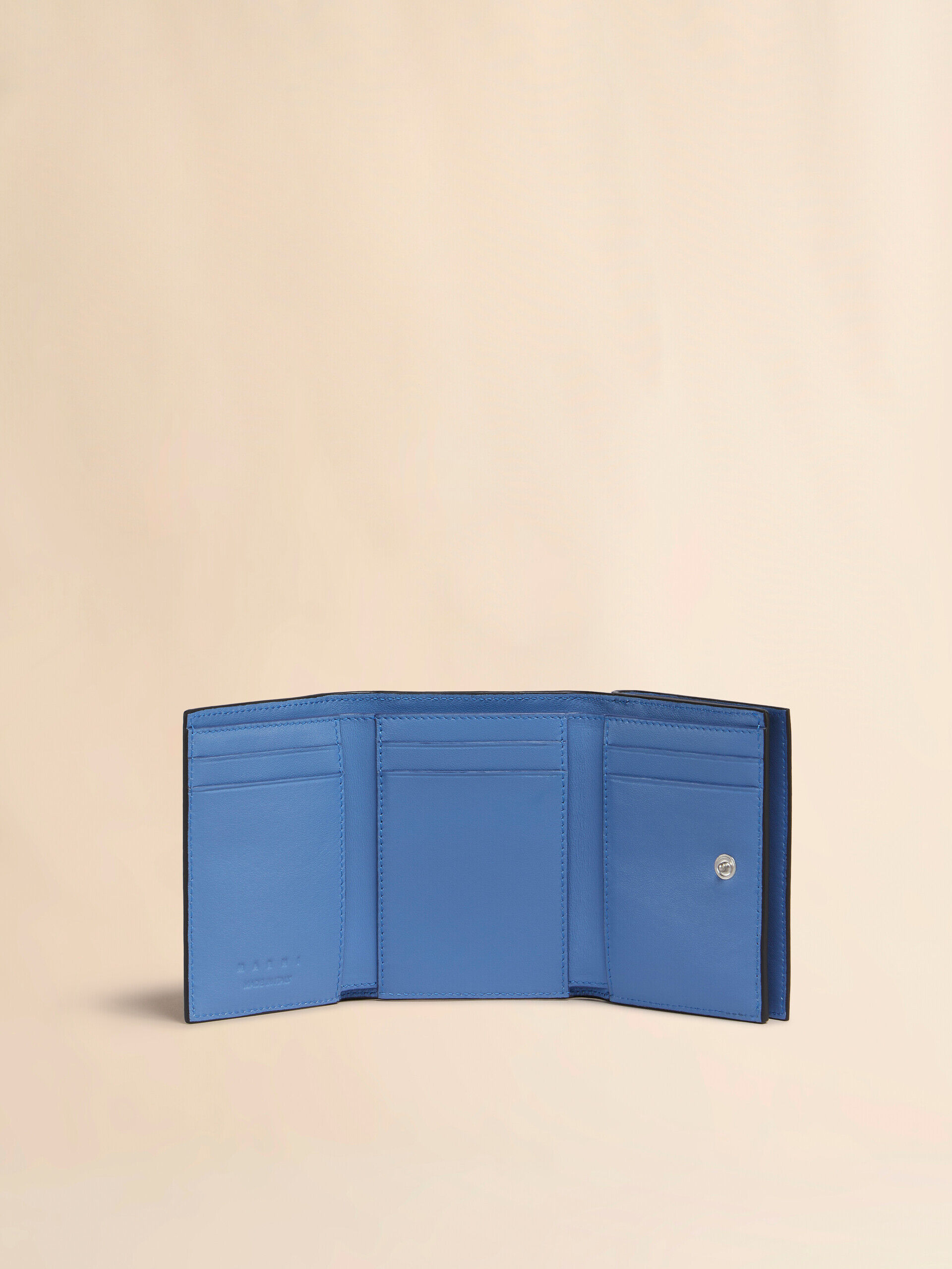 ★MARNI★Strap-by-fold wallet★ Brown leather trifold wallet with Marni Mending embroidery