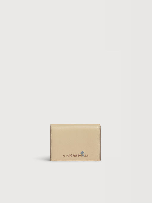 Taupe leather trifold wallet with Marni Mending - Wallets