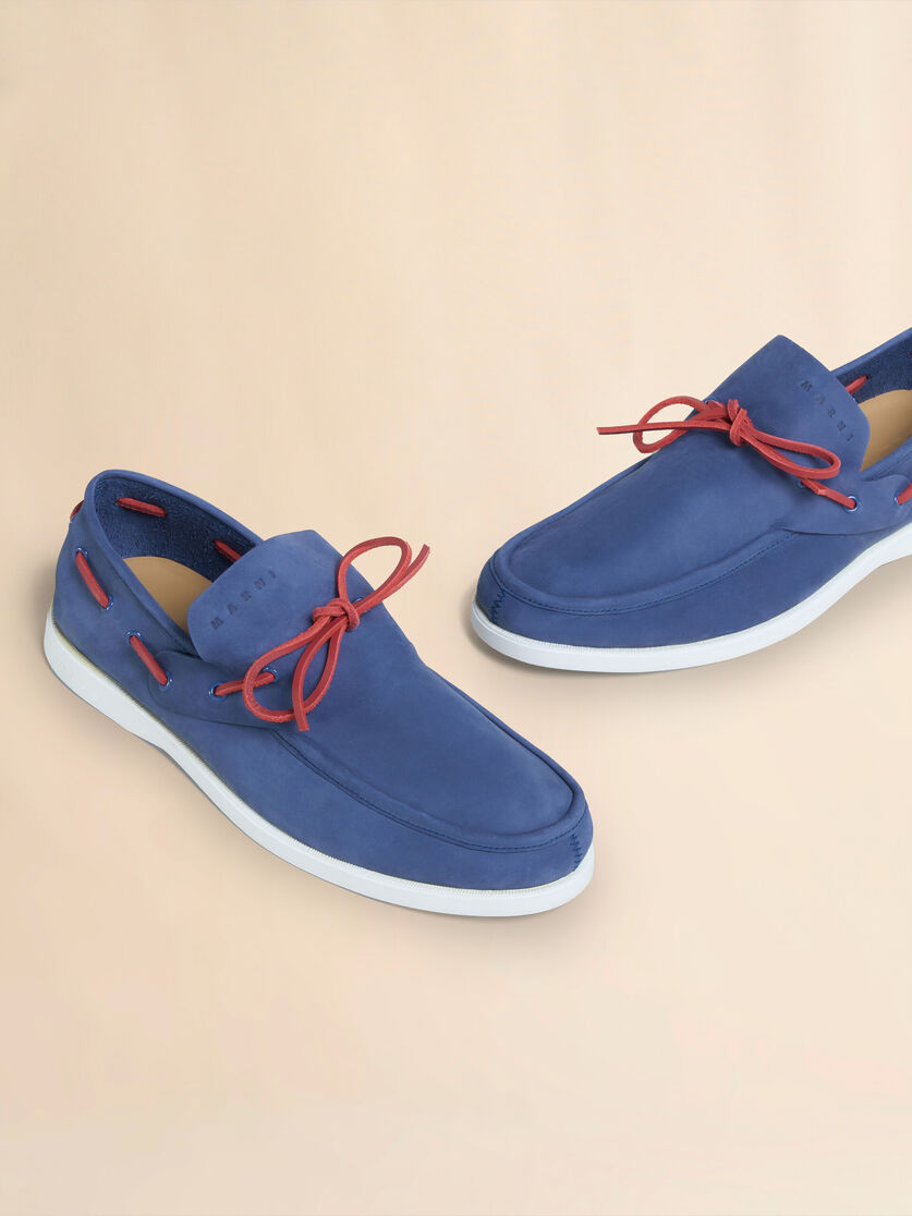 Blue nubuck boat loafer - Lace-ups - Image 5