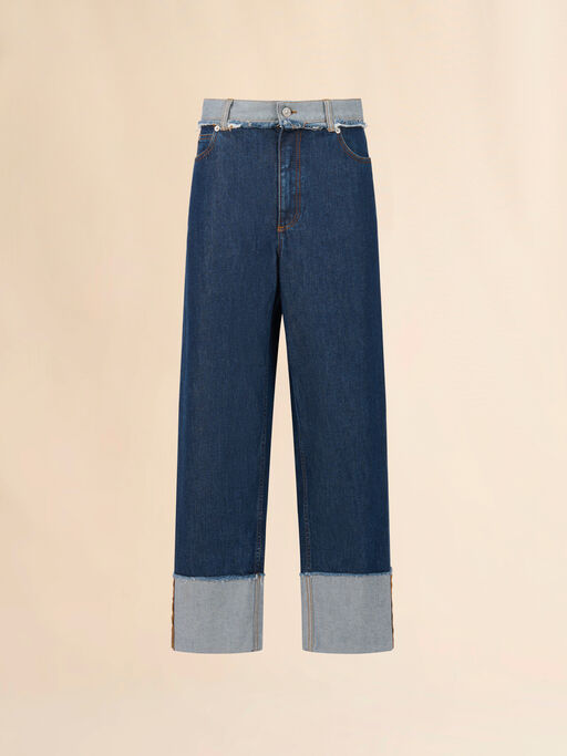 Blue denim inside-out jeans - Pants