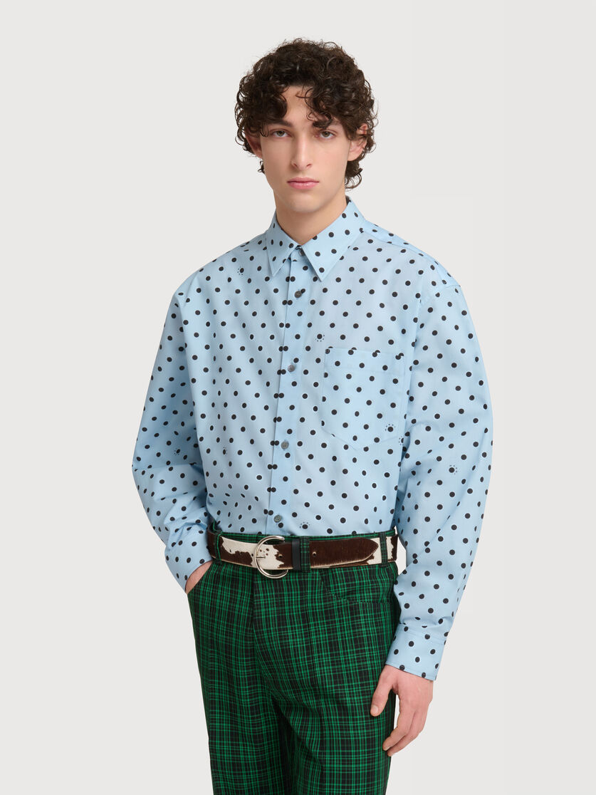 Light blue poplin shirt with Polka Rhythm print, Image 3