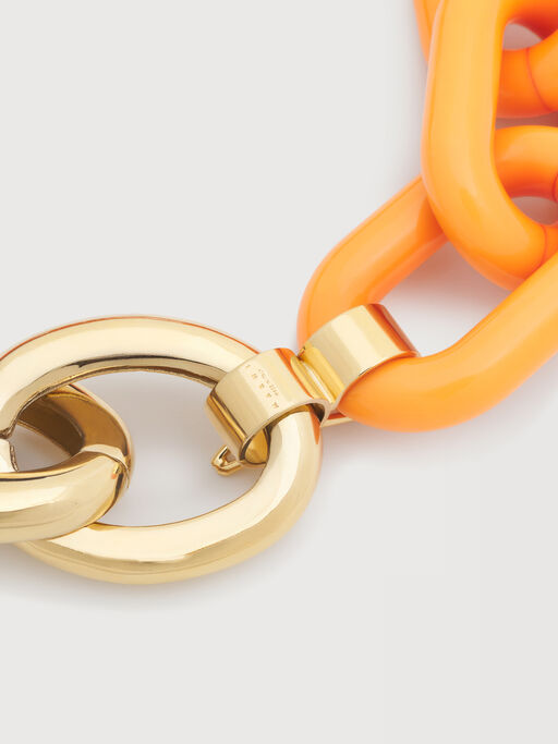 Orange and brown resin chain necklace - Necklaces