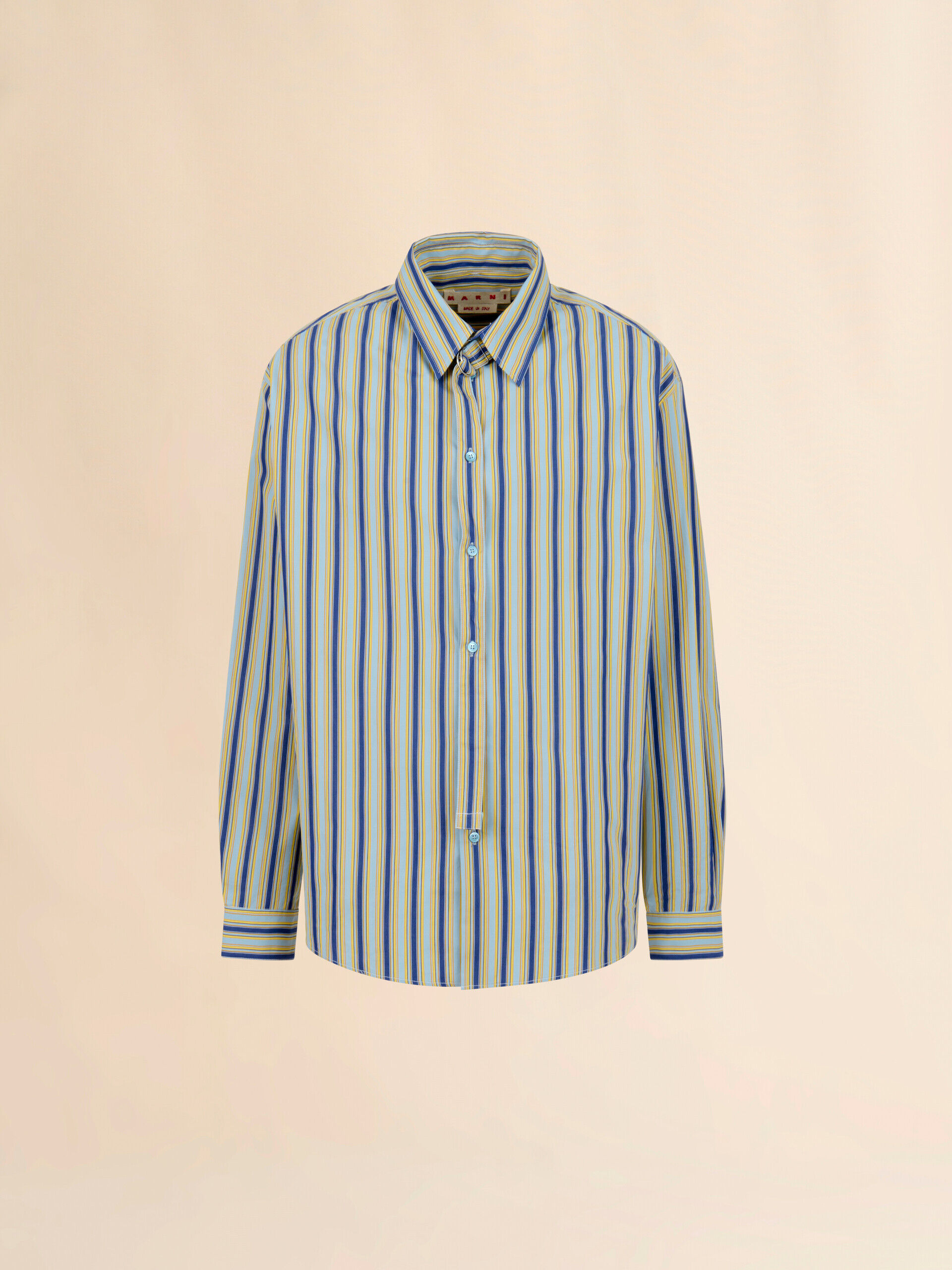 グリーン ネックストラップ付きストライプ入りポプリンシャツ | Marni