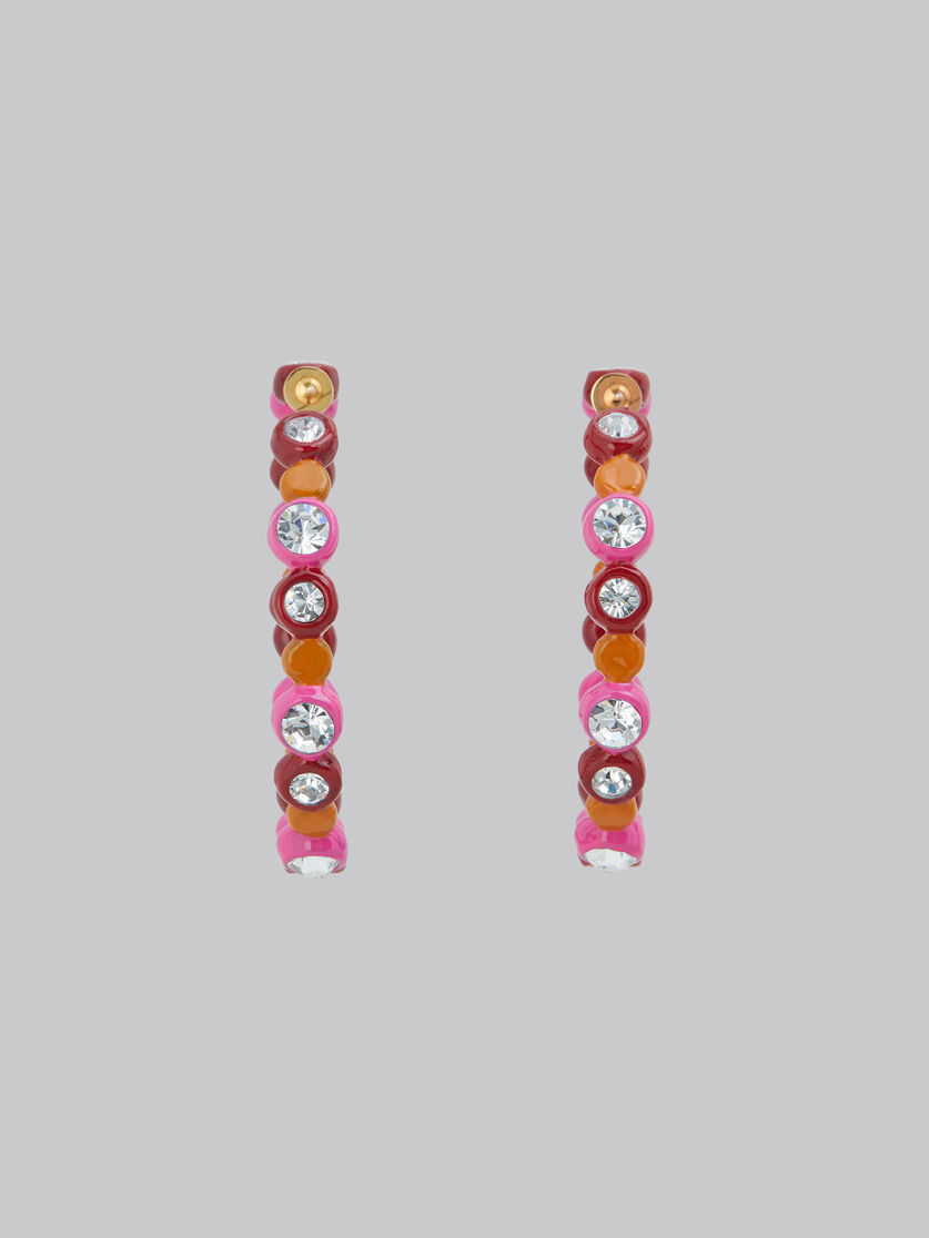 Bezel-set rhinestone resin hoop earrings - Earrings - Image 3