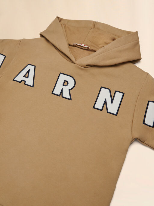 Beige cotton hoodie with Marni patches - Sweaters