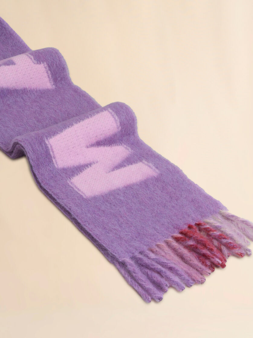 Light blue mohair and wool scarf with maxi logo - Scarves - Image 2