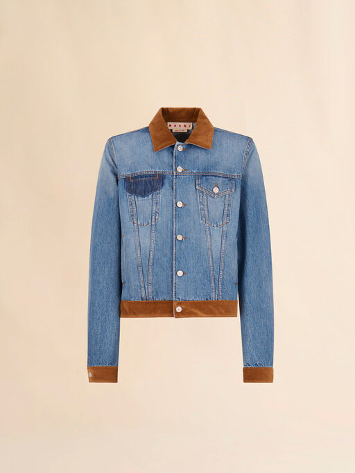 Blue denim trucker jacket with patch on back - Jackets