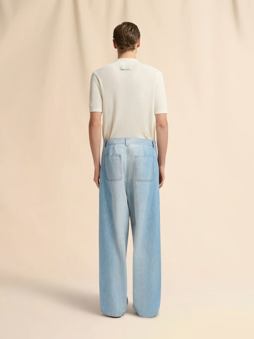 Light blue chambray jeans with foulard - Pants