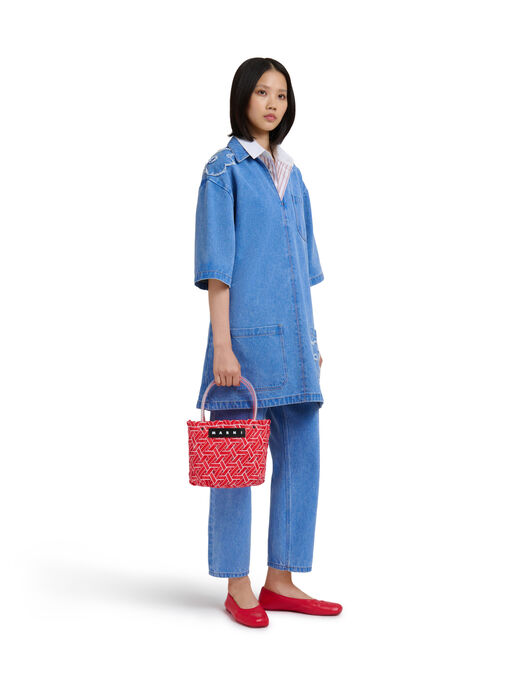 ラズベリー MARNI MARKET RIBBON BASKET - ショッピングバッグ