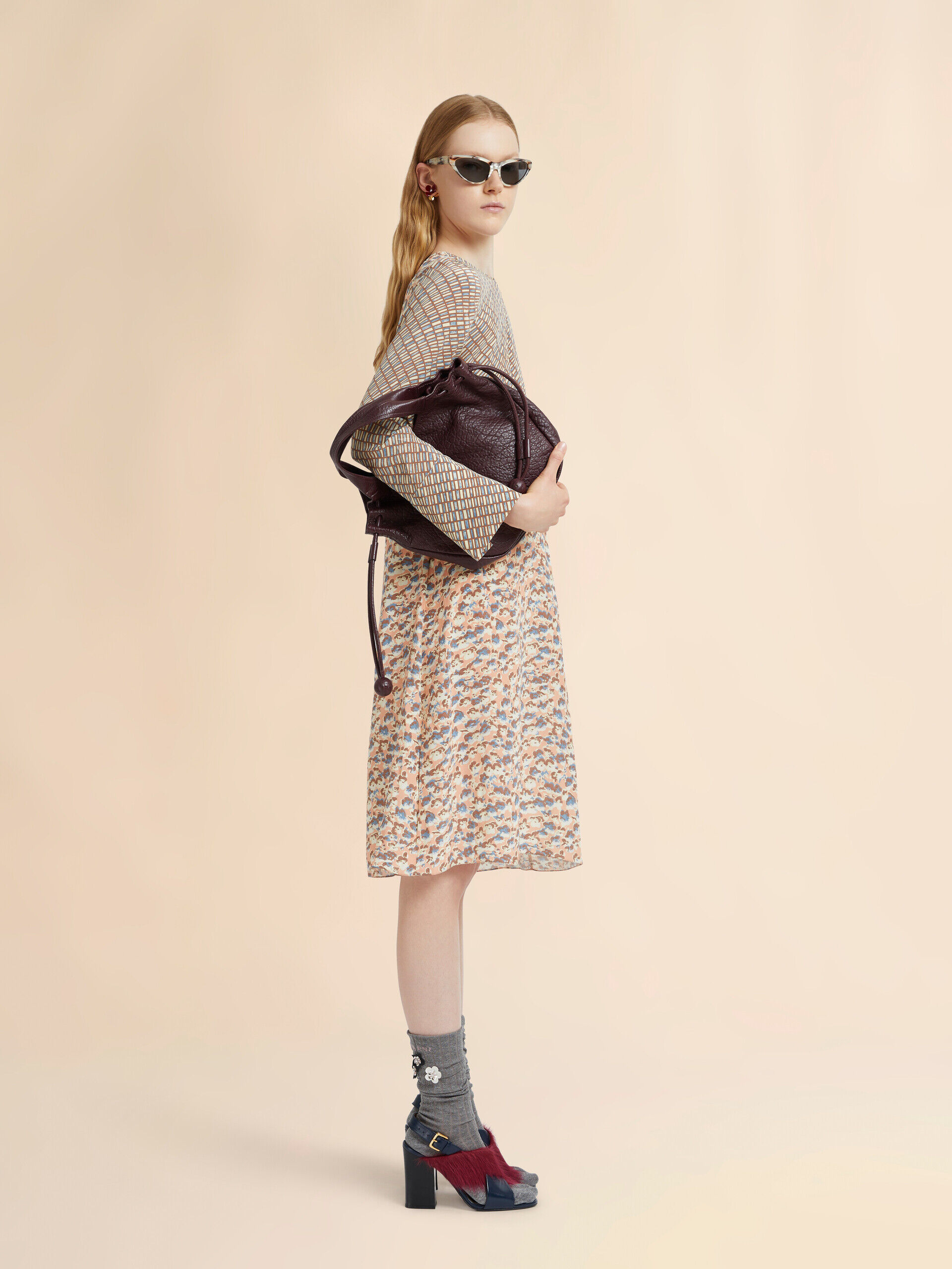 MARNI マルニ ギャザーネック ピンストライプコットンドレス ワンピース MARNI マルニ ギャザーネック ピンストライプコットンドレス