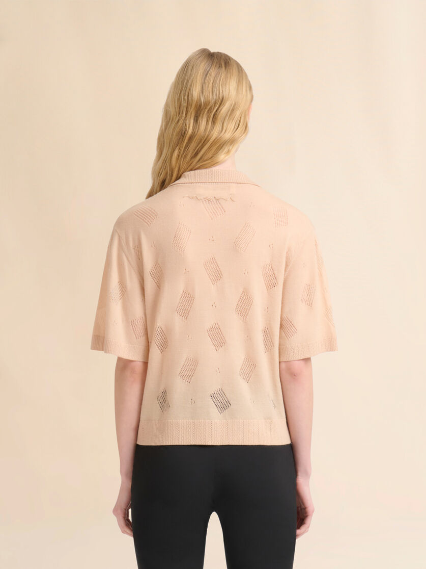 Camicia in filato traforato di lana e seta nero - Camicie - Image 3