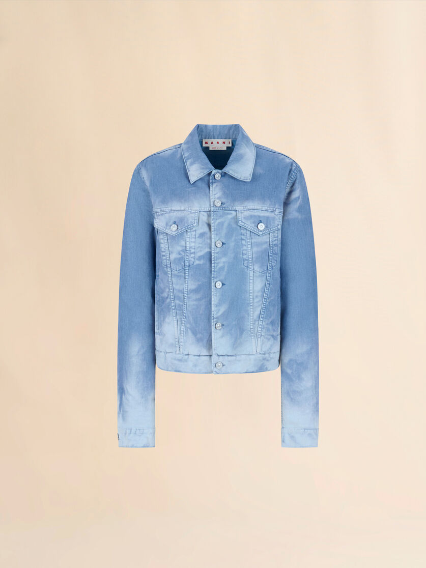 Giacca trucker in denim floccato blu chiaro - Giacche - Image 1