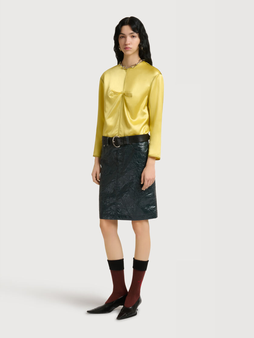Deep green crinkled taffeta skirt, Image 3