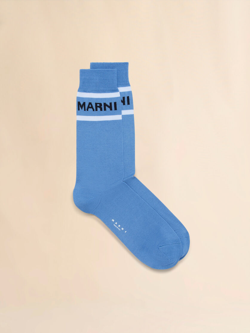 Green cotton socks with logo cuffs - Socks - Image 1