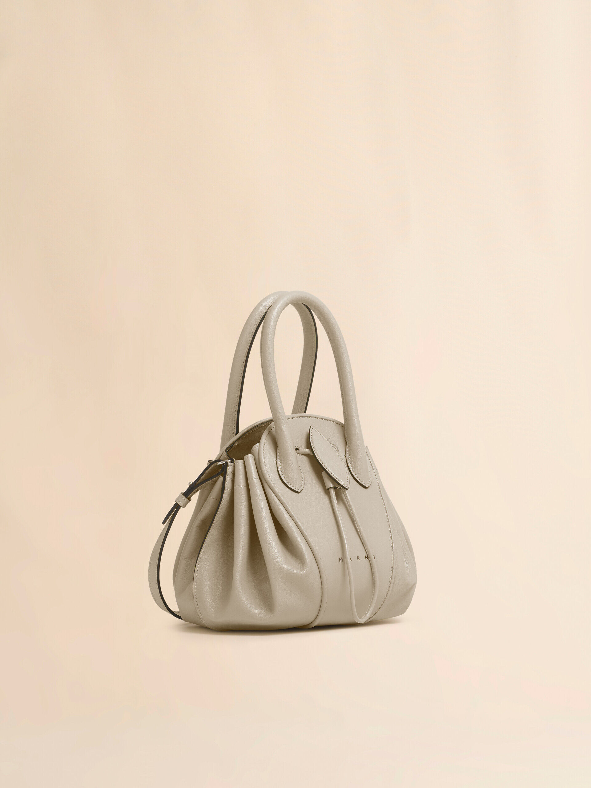 Taupe leather Tulipea small handbag | Marni