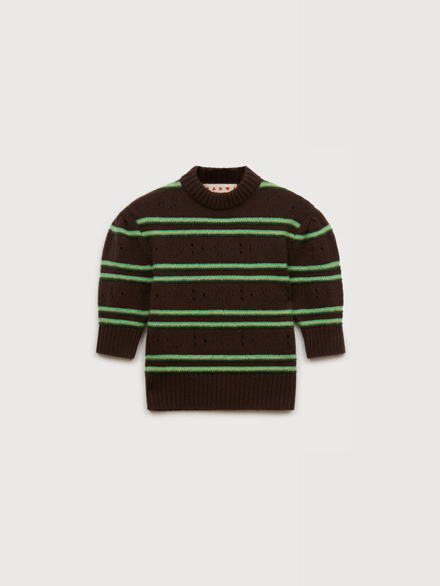 Brown cashmere sweater with openwork knit - Pullovers