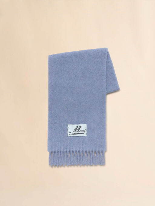 Indigo brushed alpaca scarf with fringes - Scarves