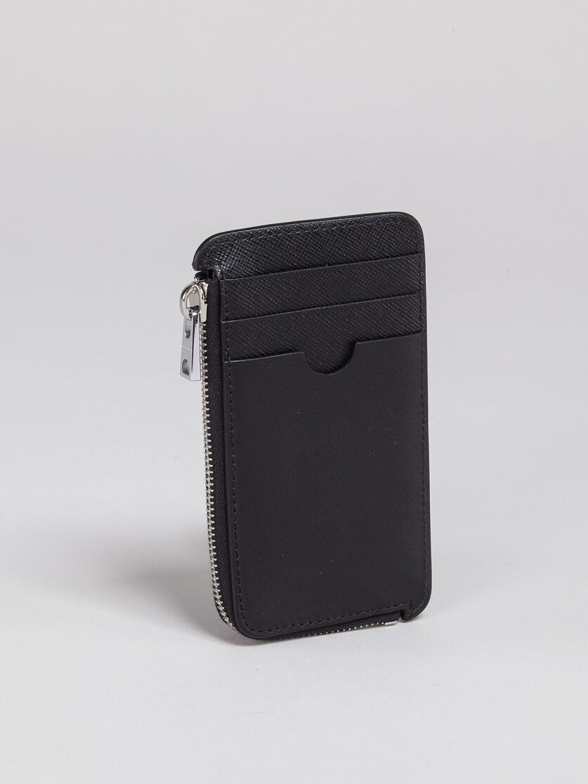 Black saffiano leather zip-around card case - Wallets - Image 4