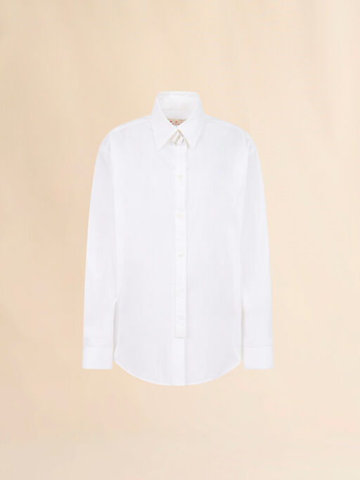 White poplin shirt with D-ring neck strap - Shirts