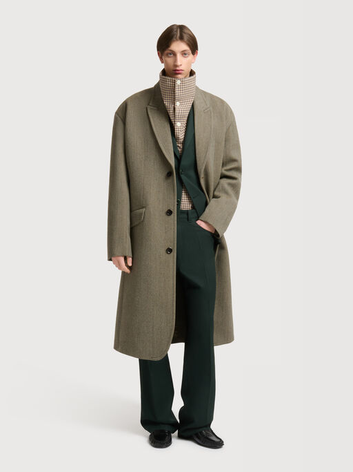 Taupe tweed oversized coat - Coats