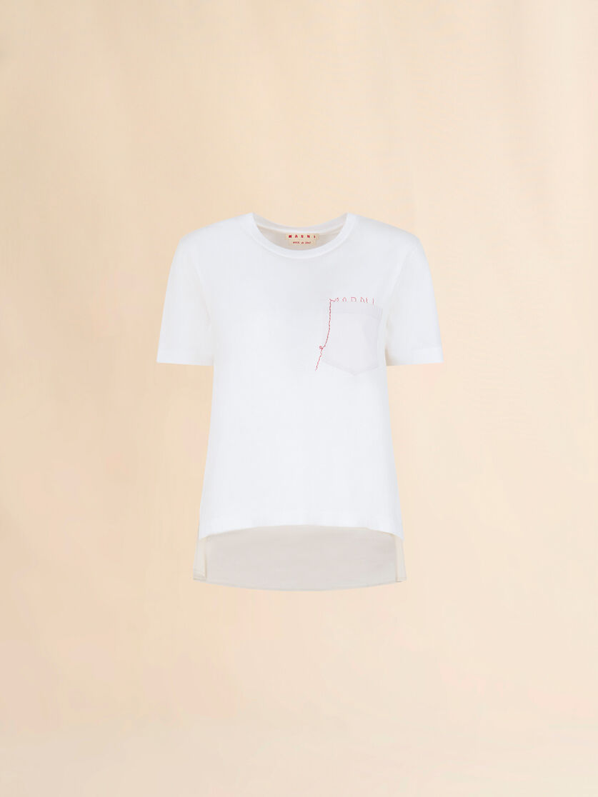 ピンク コットン製T-シャツ ハンドステッチのマルニロゴ入り - Tシャツ - Image 1