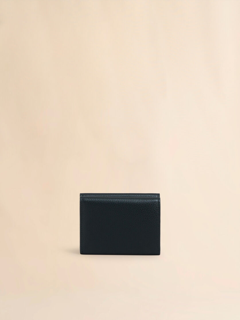 Black leather trifold wallet with Marni Mending embroidery - Wallets - Image 3