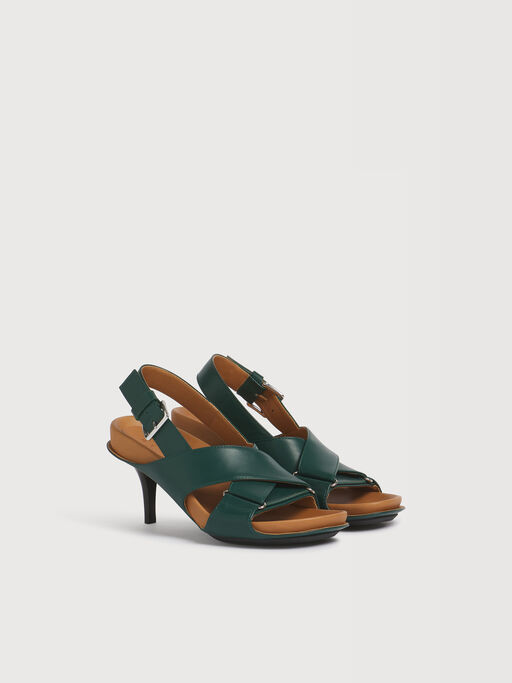 Green leather Fussbett criss-cross pump - Sandals