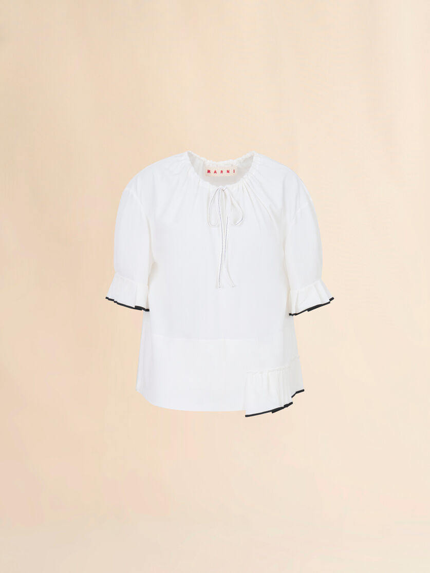 White marocaine top with pleated detail, Image 1