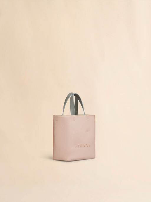 Museo Soft Mini Bag in light pink and beige leather with Marni Symbol embroidery - Shopping Bags