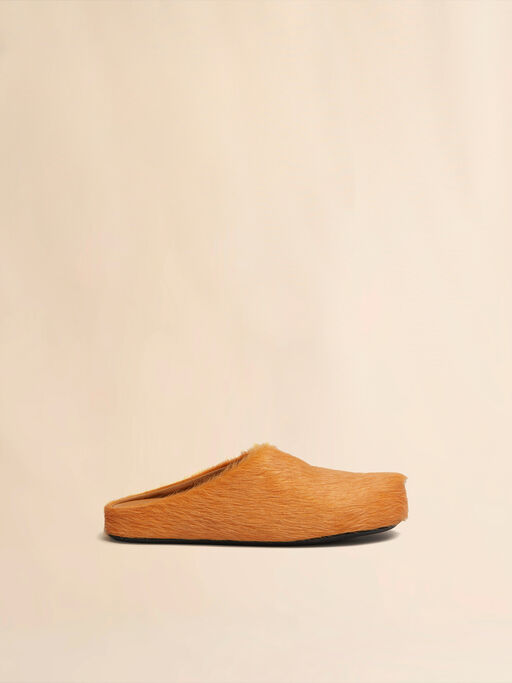 Orange long-hair calfskin Fussbett sabot - Clogs