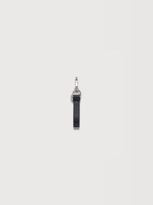 Black leather keyring with Marni Mending embroidery - Key Rings