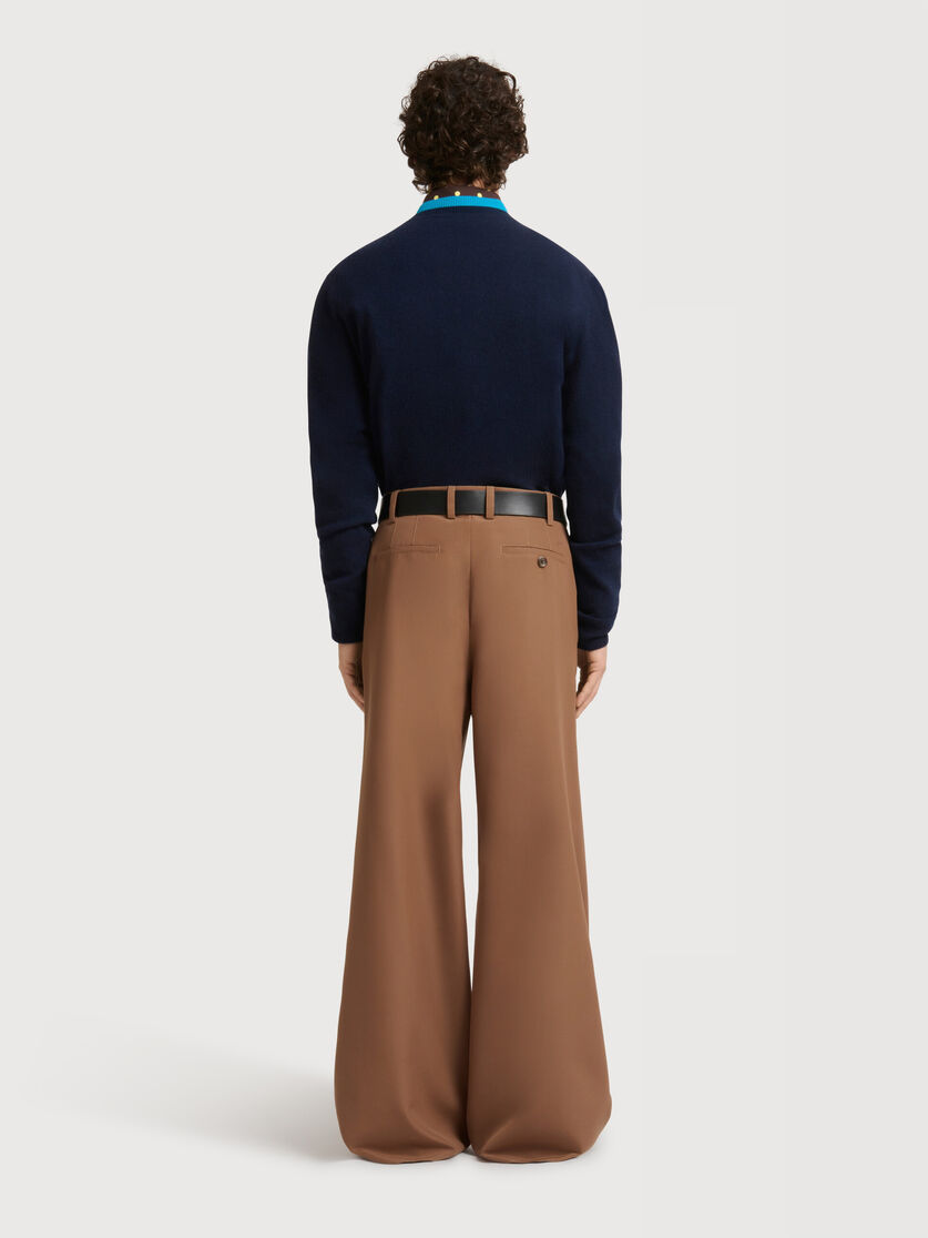 Brown technical wool trousers with buttoned flap, Image 4
