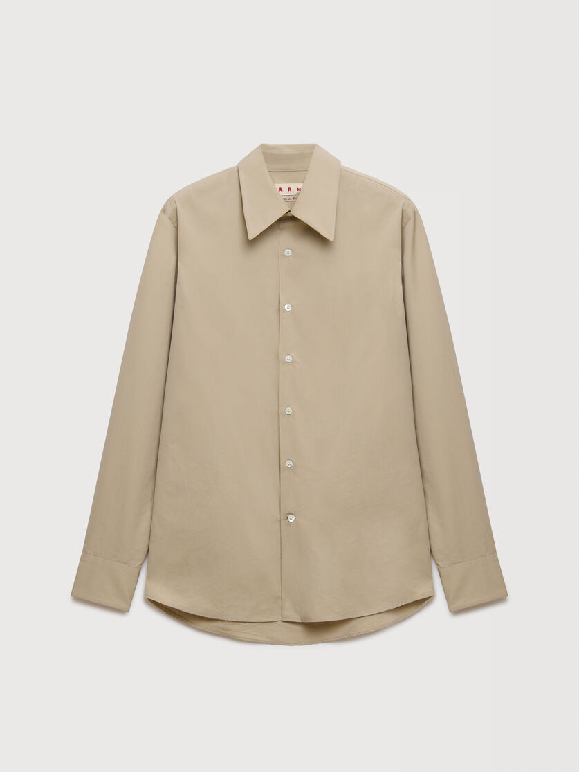 Camicia sartoriale in popeline beige, Image 1