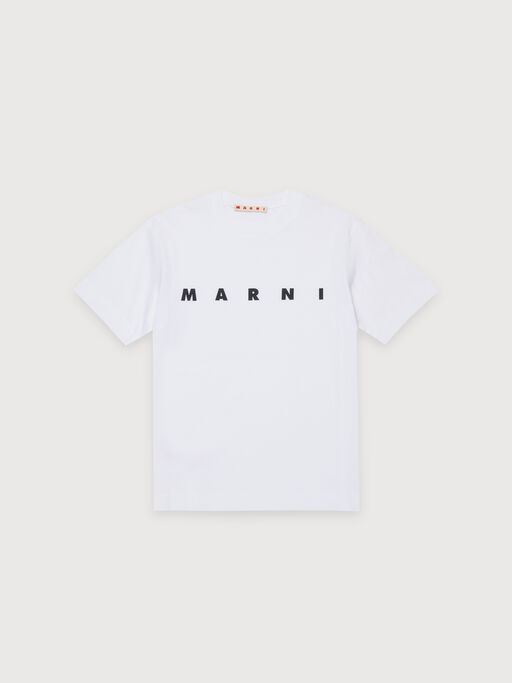 T-shirt in cotone bianco con logo - T-shirt
